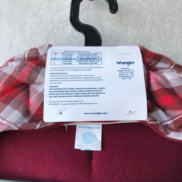 Wrangler Reversible Flannel and Fleece Dog Vest /Jacket  Size : M - Picture 8 of 8
